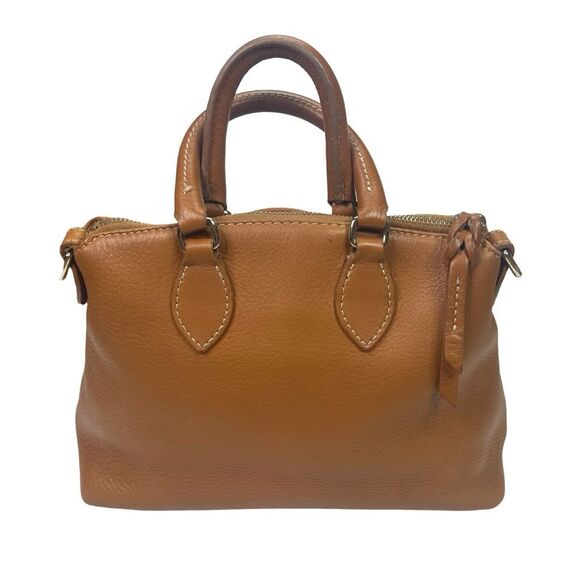 Vintage Dooney & Bourke Brown Pebbled Leather Satchel Crossbody - 9.5”x8”x3.5” - Picture 10 of 16